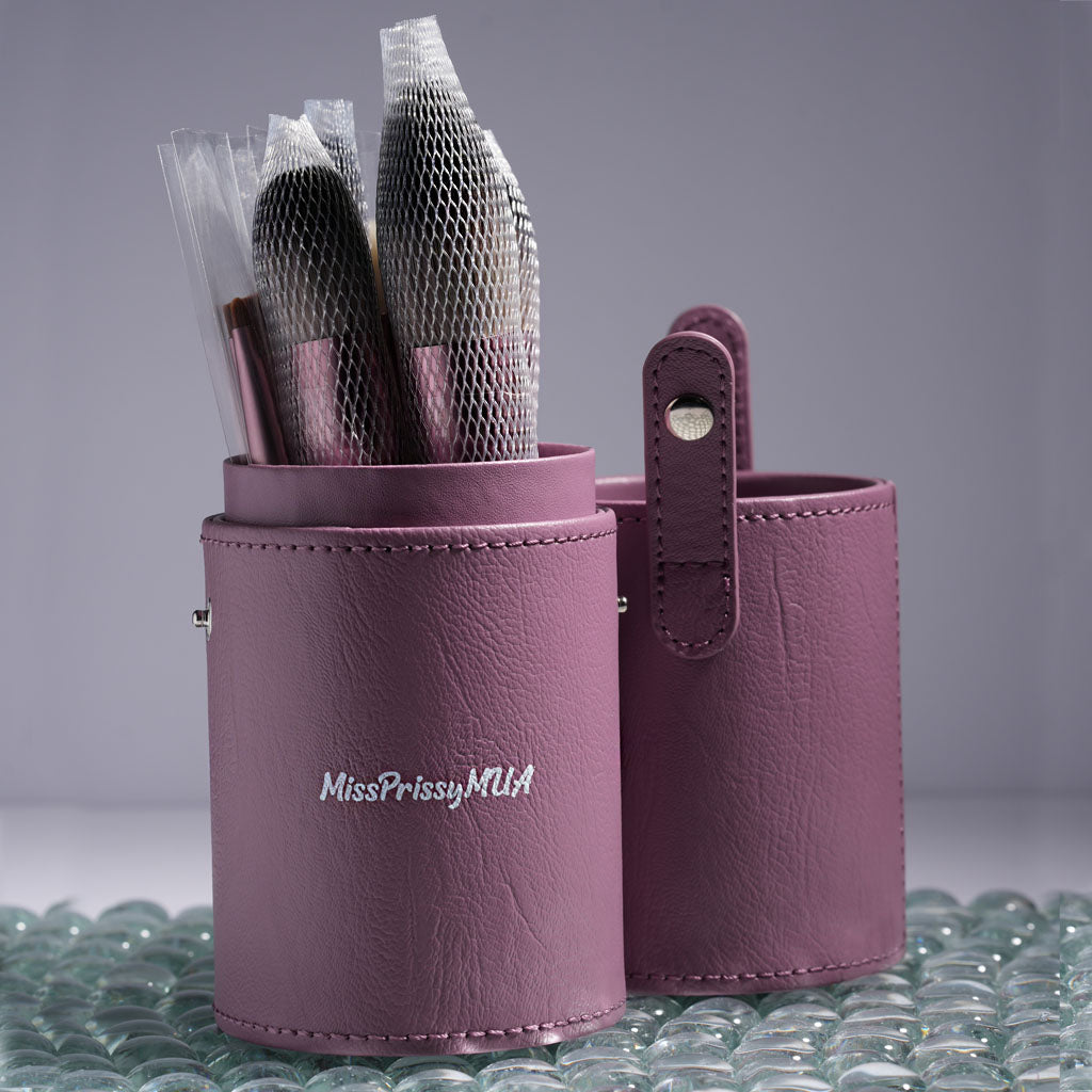 PURPLE TUBE Large Brush Holder + SUGAR PLUM 10 pc Makeup Brush Set