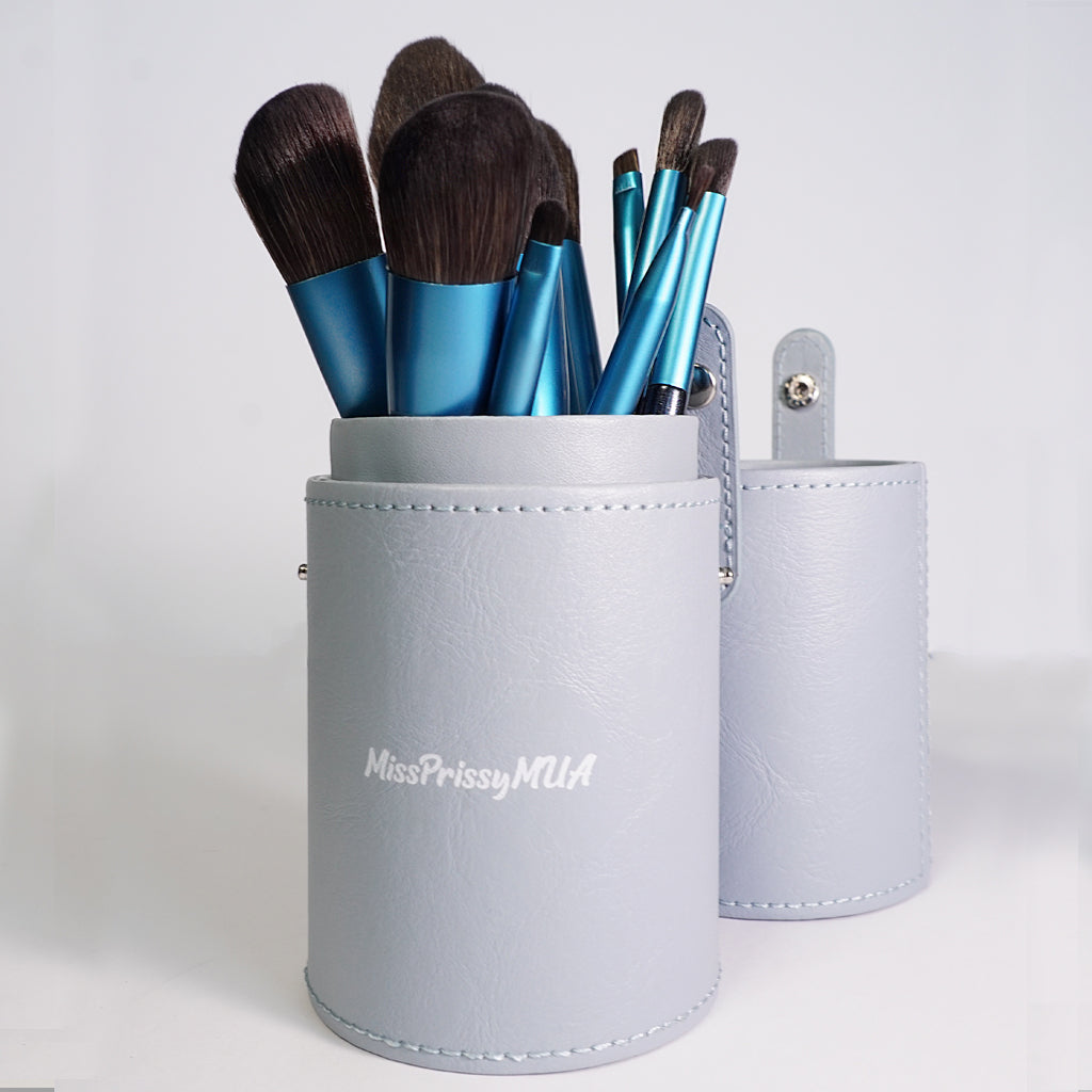 BLUE TUBE Large Brush Holder + COBALT BLUE 12 pc Industrial Brush Set